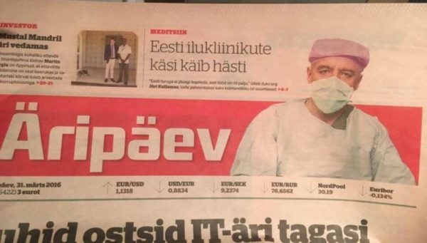 lastikakirurgia Finestin plastiikkakirurgi Jyri Kullamaan haastattelu Viron Kauppalehdessä.